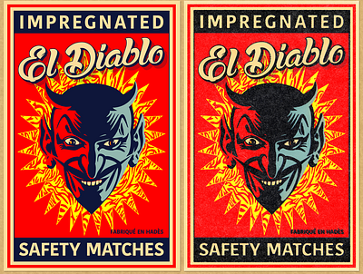 El Diablo Safety Matches Label app branding design graphic illustration illustrator logo matchbox label peadro print retro typography vector web