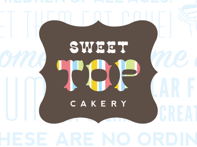 Sweet Top Cakery bright cake candy logo yum
