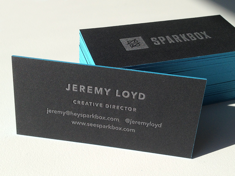 Sparkbox Business Cards business cards letterpress black silver cyan