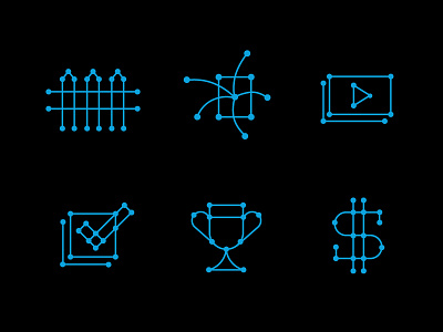 Dot Icons blue check connection cyan dollar sign dots fence icons play trophy