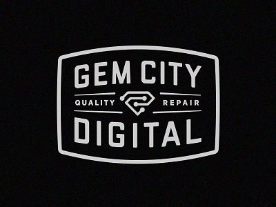 Gem City Digital badge black circuits digital gem gem city gray monochrome repair retro