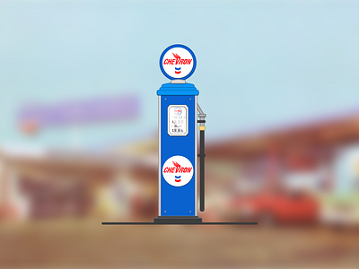 Vintage Chevron Pump chevron gas pump illustration sketch vintage