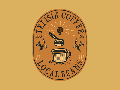 Coffee Shop : Telisik Coffee badge badge design branding coffee handmade illustration linework mugs patches stamps stickers type typhography vintage