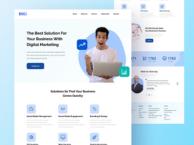 Digital Marketing Agency Website Design blue digital marketing agency green landing page ui ui design uidesign uiux ux ux design uxdesign website design website ui design