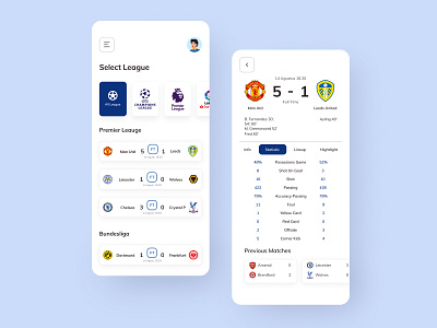 Livescore App app app design blue football livescore mobile premire league soccer ui uiapp uidesign uiux uxdesign