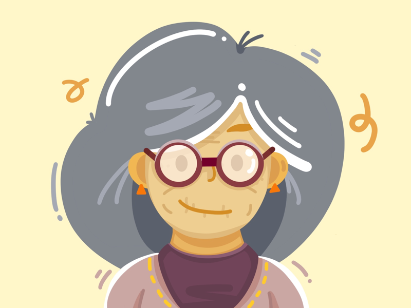 Grandma people old women ipad pro illustration character designs character