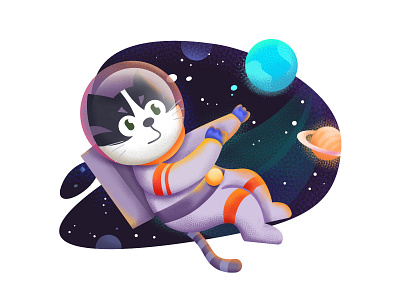 Cat astronaut animal animal and pet astronaut cat cat illustration character character designs design earth illustration planet space universe vector