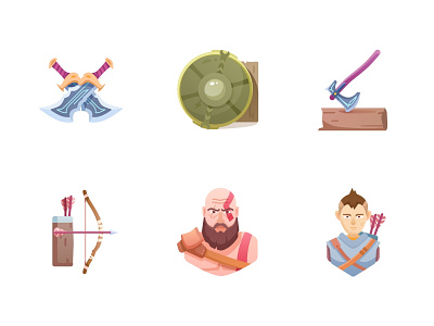 God of War arrow bow character character designs child design father game god of war illustration man people shield son sword vector