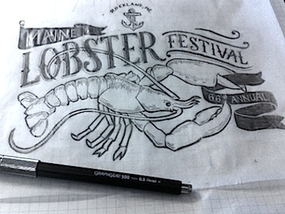 Maine Lobster Festival hand drawn illustration lettering