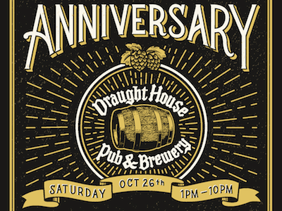 Draught House Anniversary Poster hand drawn illustration lettering poster