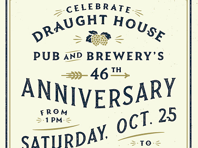Draught House Anniversary Poster anniversary draught house hops lettering poster