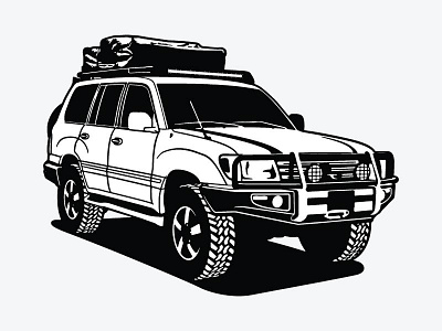 100 Series black and white cruiser illustration sackwear truck