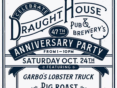 Draught House 47th Anniversary Poster anniversary custom type lettering poster vintage