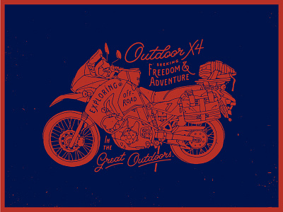 Outdoor X4 hand drawn illustration lettering motorcycle script