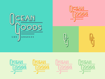 Ocean Goods LA branding color variations custom type logo type lockup
