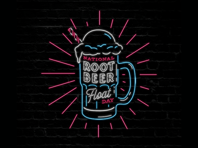 Root Beer Float neon animation ice cream mug neon root beer sign