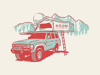 Roam Adventure adventure cruiser illustration mountains rooftop tent
