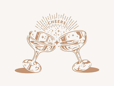 Cheers bubbles champagne cheers glasses illustration