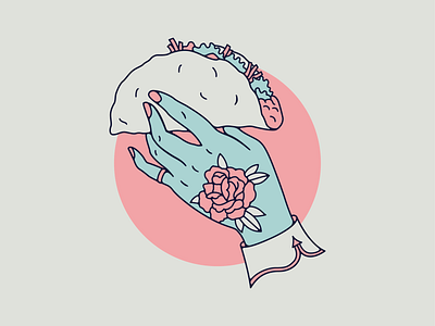 Taco hand illustration rose taco tattoo