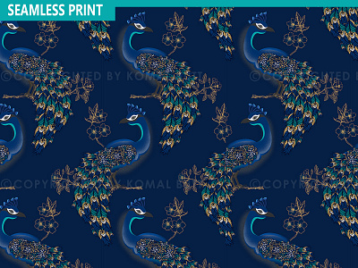 Seamless Print | Peacock Pattern peacock peacock logo textile textile print vector illustration wall art wallpaper design