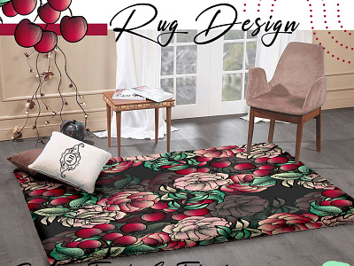 Rug Design | Botanical Fruit and Floral Print art botanic fruits digital art rug design textile textile print vector illustration vintage floral