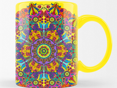 Mandala Print for Mug Design coloring page digital illustration mandala art mandala design mug design mug mockup textile