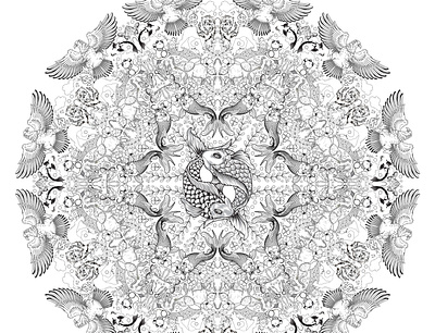 Mandala Art ( Nature Inspired ) digital art intricate design komal butt line art mandala art mandala nature textile design truck art vector illustrations