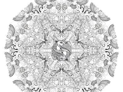 Mandala Art ( Nature Inspired ) digital art intricate design komal butt line art mandala art mandala nature textile design truck art vector illustrations