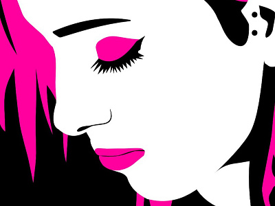 Lips, Lashes, Love the Pink Hair Vector Portrait