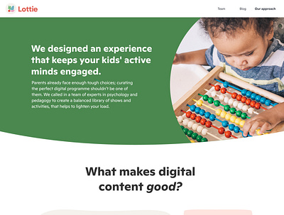 Webpage Design for Lottie's Approach to Content Curation app branding children childrens content creative design graphic design illustration kids landing page layout modular design navigation product design typography ui ux uxui web design webpage