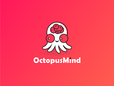 Octopus Mind cartoon creative logo cute graphic design mind minimalist logo octopus