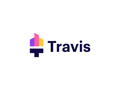 Travis Home Logo Concept brush logo building logo creative logo home logo letter t logo minimalist logo paint logo