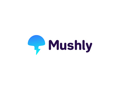 Mushly Logo Mark bolt logo creative logo logo design minimalist logo mushroom mushroom bolt logo