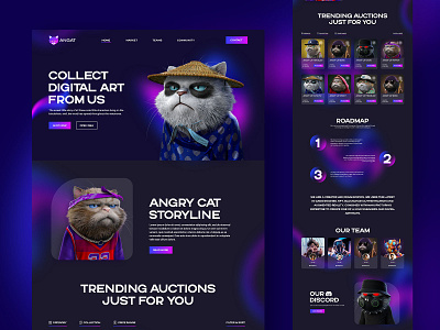 NFT Landing Page Concept cat nft nft nft landing page nft ui design nft website