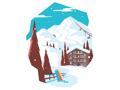 Snowboard landscape design flat illustration illustration illustrator landscape minimal mountains print snowboarding tshirt design