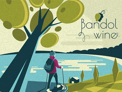 Bandol wine bandol branding flat illustration illustrator landing page landscape minimal productdesign simple design vector