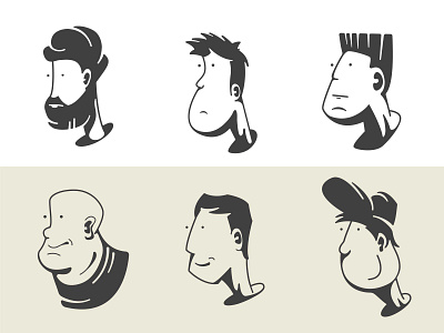 Faces cartoon character faces flat funny character illustration illustrator minimal monochrome negative space simple vector