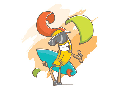 Banana surf banana beach design flat illustration kitesurf logo minimal shaka summer surfboard surfing vector vocation