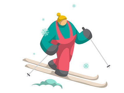 Skier bigfoot funny character illustration minimal simple design skier snow sport vector winter