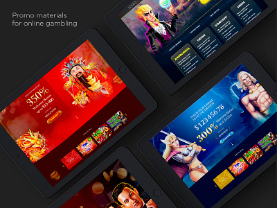 Promo materials for online gambling design illustration web