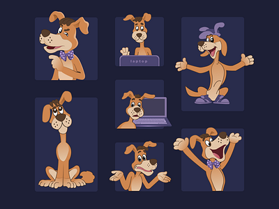 Cartoon character animation branding cartoon character design dog flat illustration illustrator minimal vector
