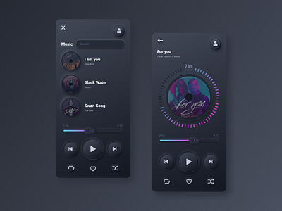 Skeuomorphic Music Player app dark design ios mobile mobile app music player music player app player setting skeuomorphic ui ux web
