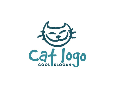 cat logo concept animal awesome branding cartoon cat cool cute feline happy identity mascot optimistic pet positive