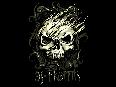 skull os frontis alternative awesome cool death gothic horror illustration metal punk scary skeleton skull t shirt design