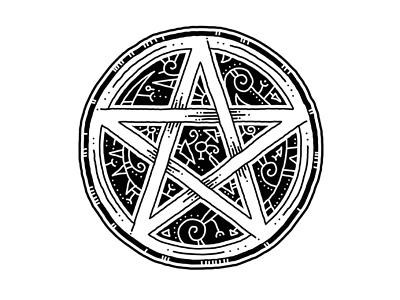 pentacle amulet awesome charm cool five pointed star illustration line art mystical pentacle symbol t shirt design
