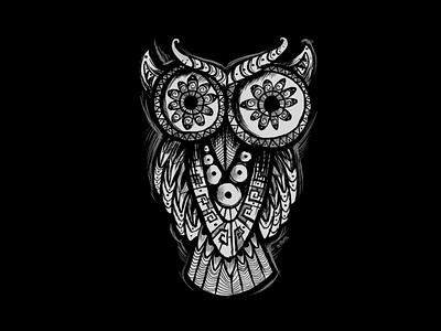 Owl Shaman animal awesome bird cool cute illustration ornate owl shaman t-shirt design totem tribal