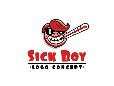 sick boy logo concept awesome boy branding cartoon comic cool face funny head humor illustration joke logo logo design mascot sick