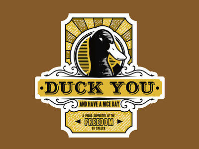 Duck awesome bird cool duck fowl funny humoristic illustration joke label provocative retro