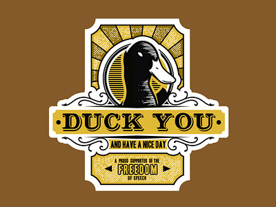 Duck awesome bird cool duck fowl funny humoristic illustration joke label provocative retro