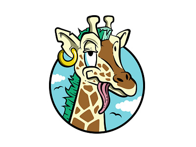 Giraffe mascot animal caricature cartoon character face funny giraffe head illustration mascot